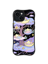 Dream Tree Hammocks: Sleeping star and moon friends rest in hammocks around a pastel treehouse.