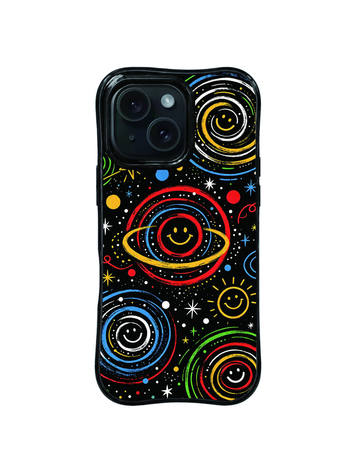 Galaxy Grins smiley planet iPhone 15 Pro case