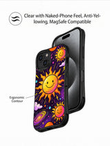 Hand drawn cosmic pop iPhone 15 Plus case lifestyle image