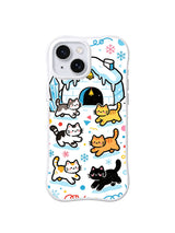 Ice Castle Kittens pattern on iPhone 15 case