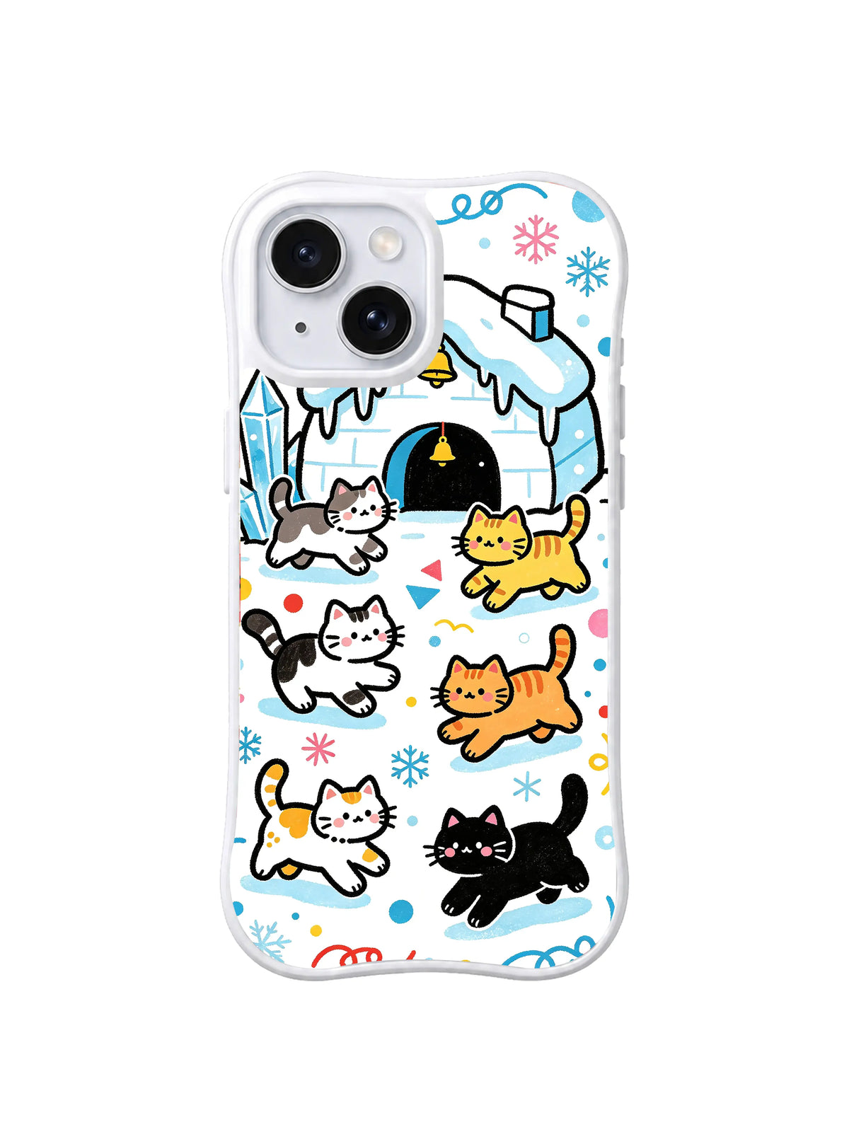 Ice Castle Kittens pattern on iPhone 15 case