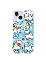 Winter Garden Cats pattern on iPhone 15 case