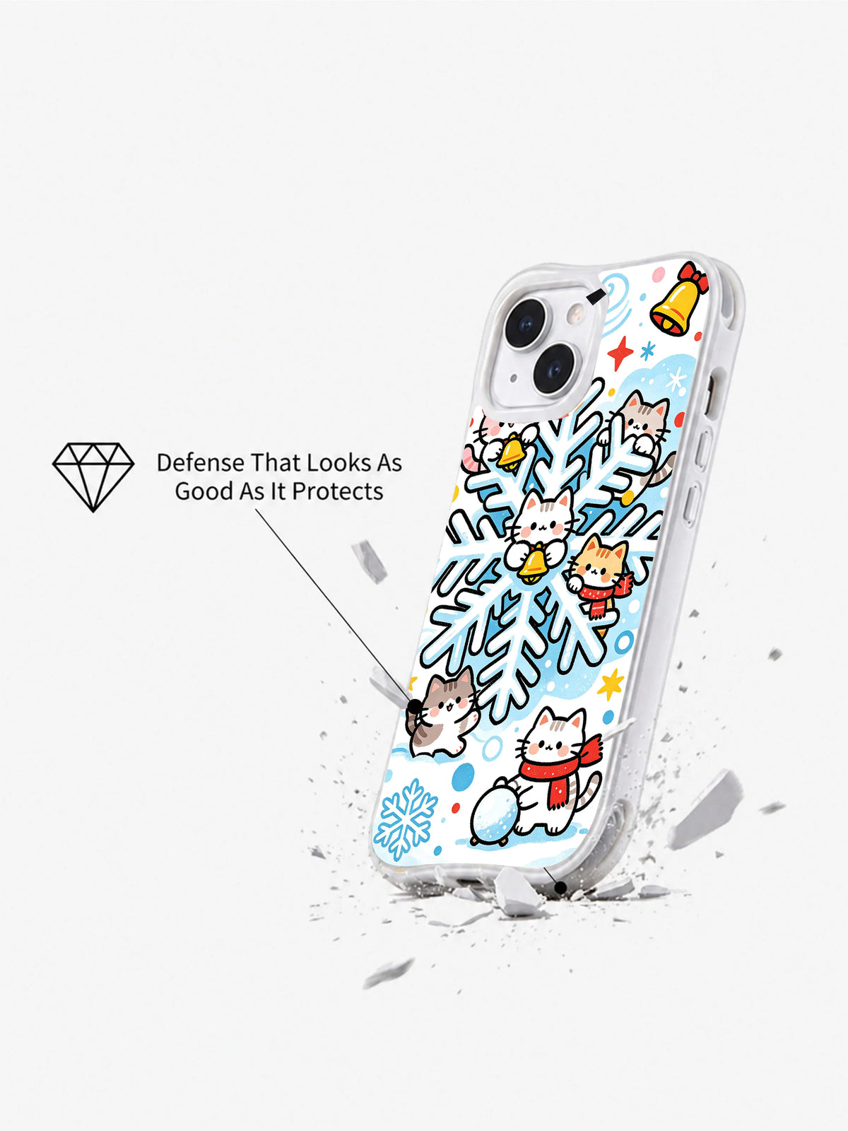 Cute snowflake kitten phone case lifestyle view