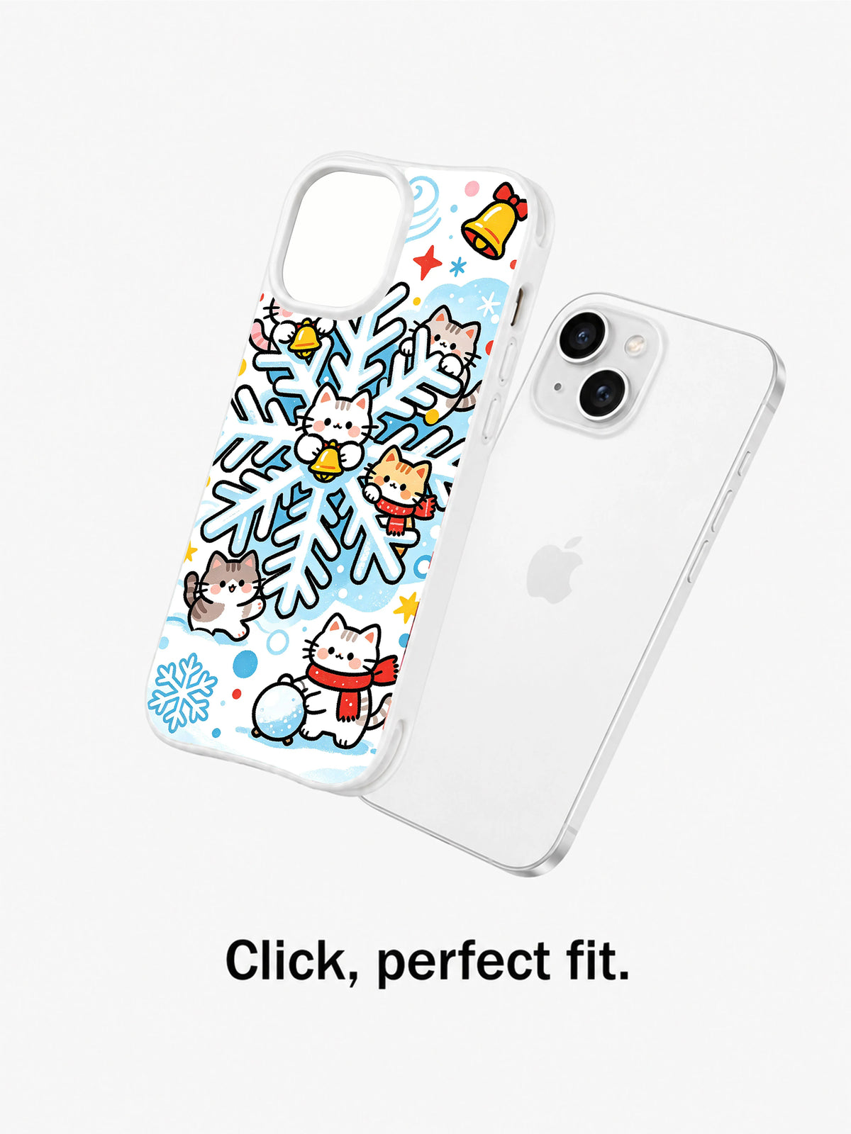 Festive bell cat iPhone 15 case detail