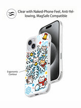 Blue winter cat phone case closeup