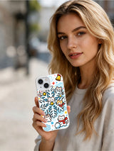 Artist-designed holiday cat phone case display