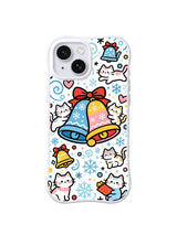 Snowflake Bell Kittens pattern on iPhone 15 case
