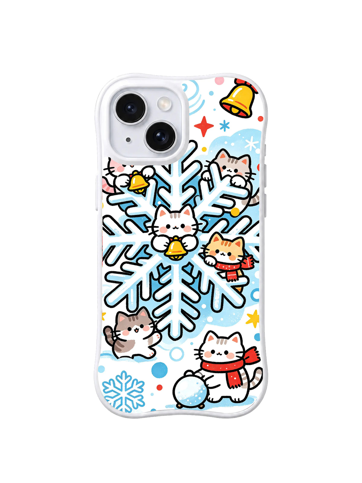 Snowy Bell Choir pattern on iPhone 15 case