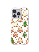 Snowlight Cookie Forest / Frosted Cookie Grove: Small cream and green trees with red wavy lines and white snowflakes.