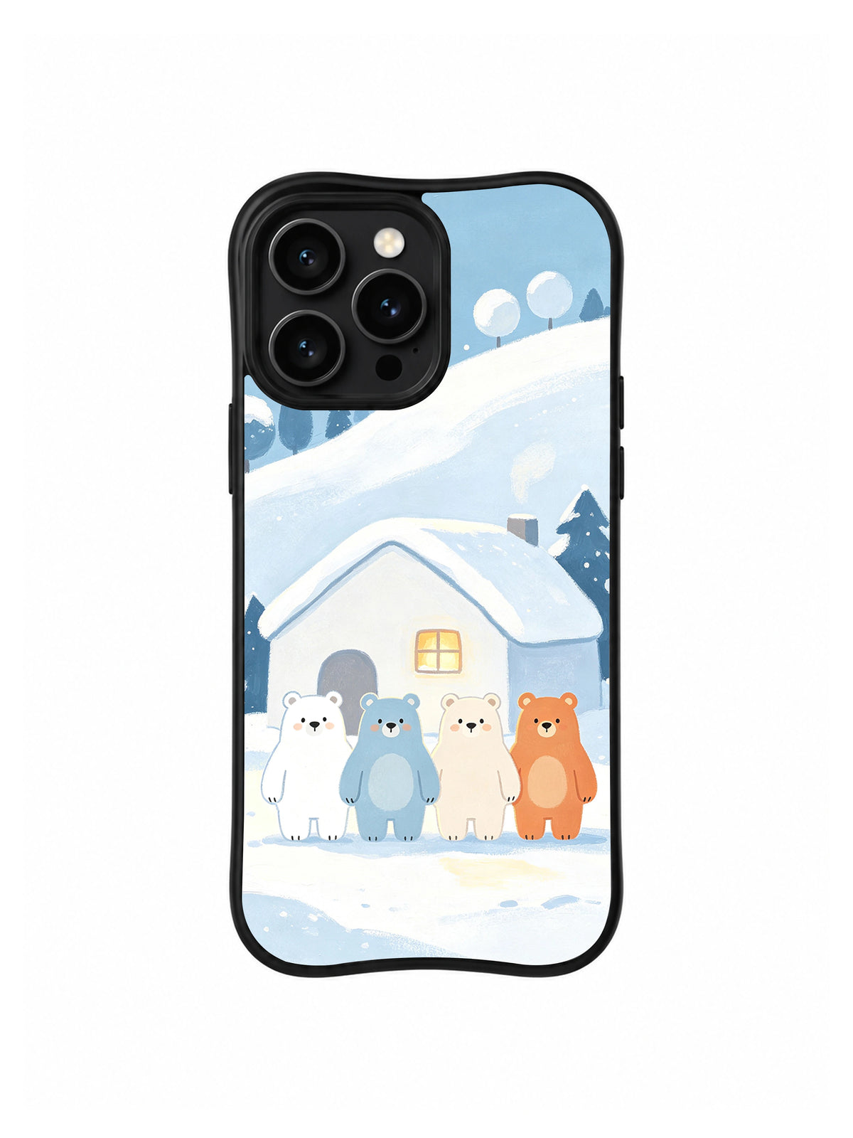 Snowy Bear Circle iPhone 14 Pro Max case winter cottage artwork