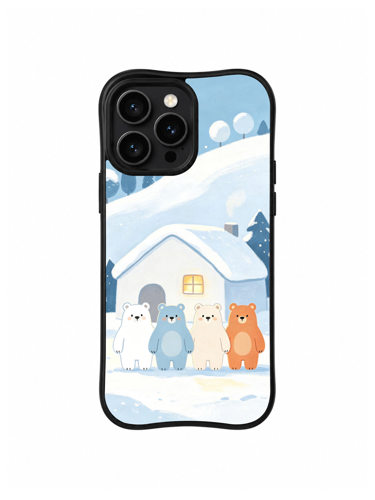 Snow Cottage Warmth bear winter artwork