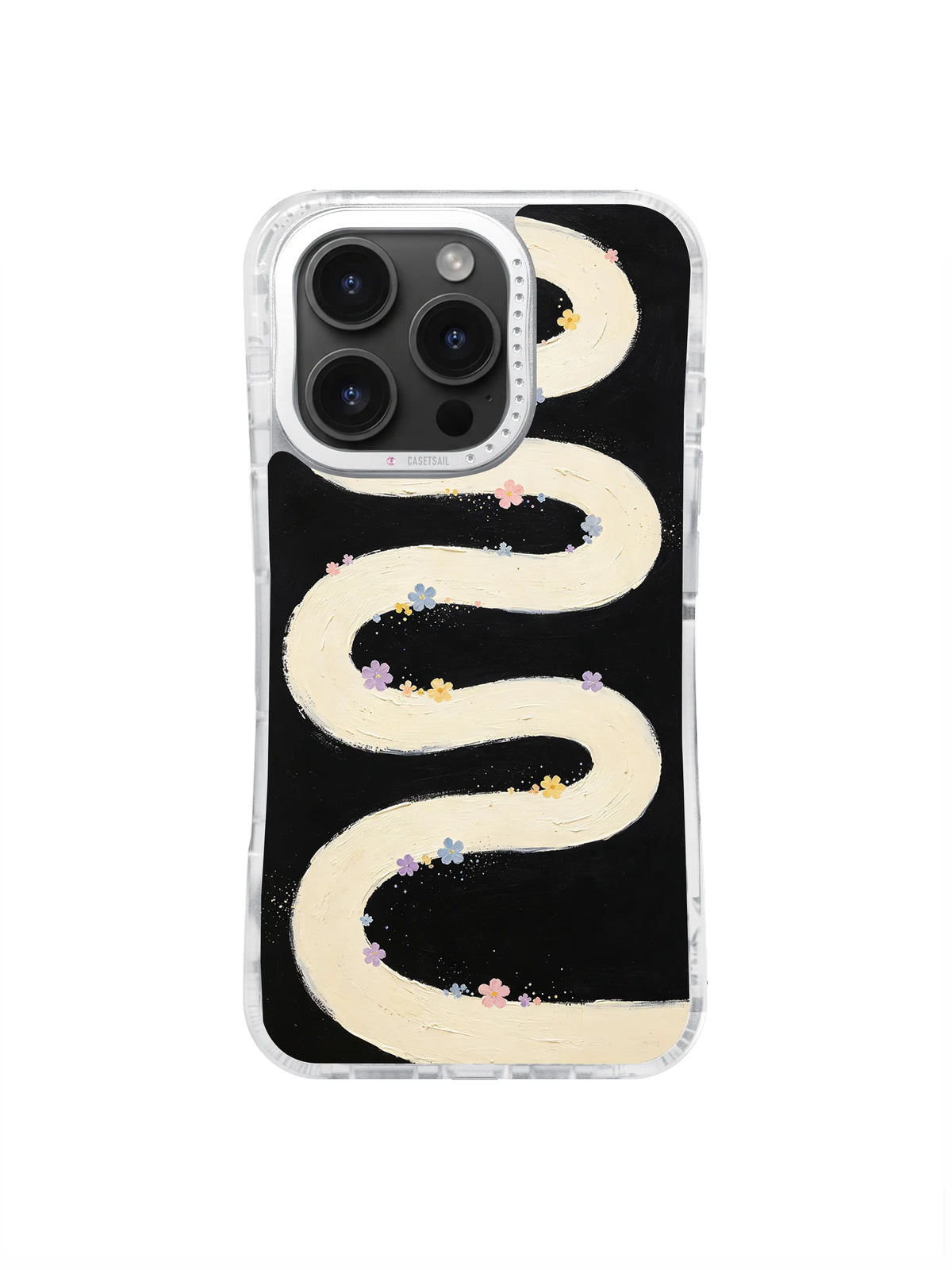 Soft Blossom Road broad cream curve floral pattern case