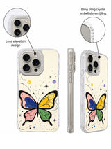 Crystal camera frame butterfly iPhone 16 Pro case detail