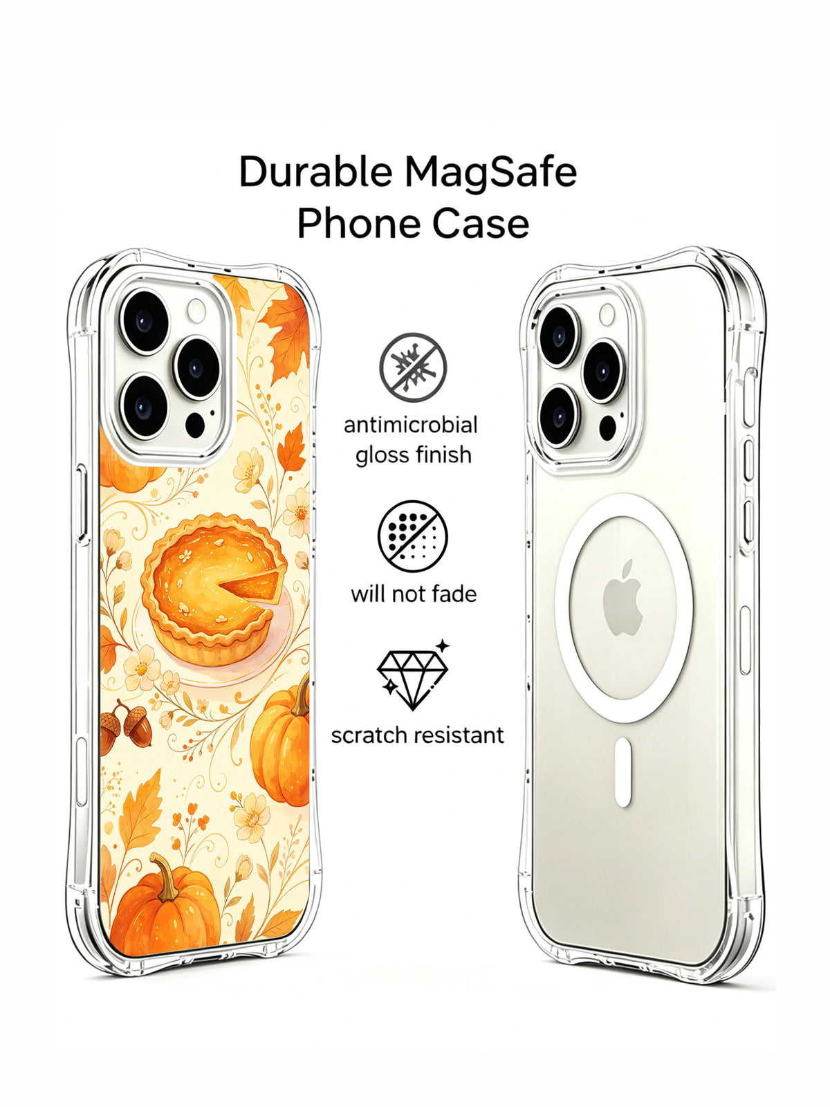 Soft Harvest Memories: Illustrated case and a second rear phone view in a promotional layout.