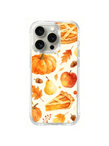 Soft Harvest Memories / Orchard Album Scatter: Lightly shaded pumpkins, a pear and an apple with a lattice pie and a separate slice.