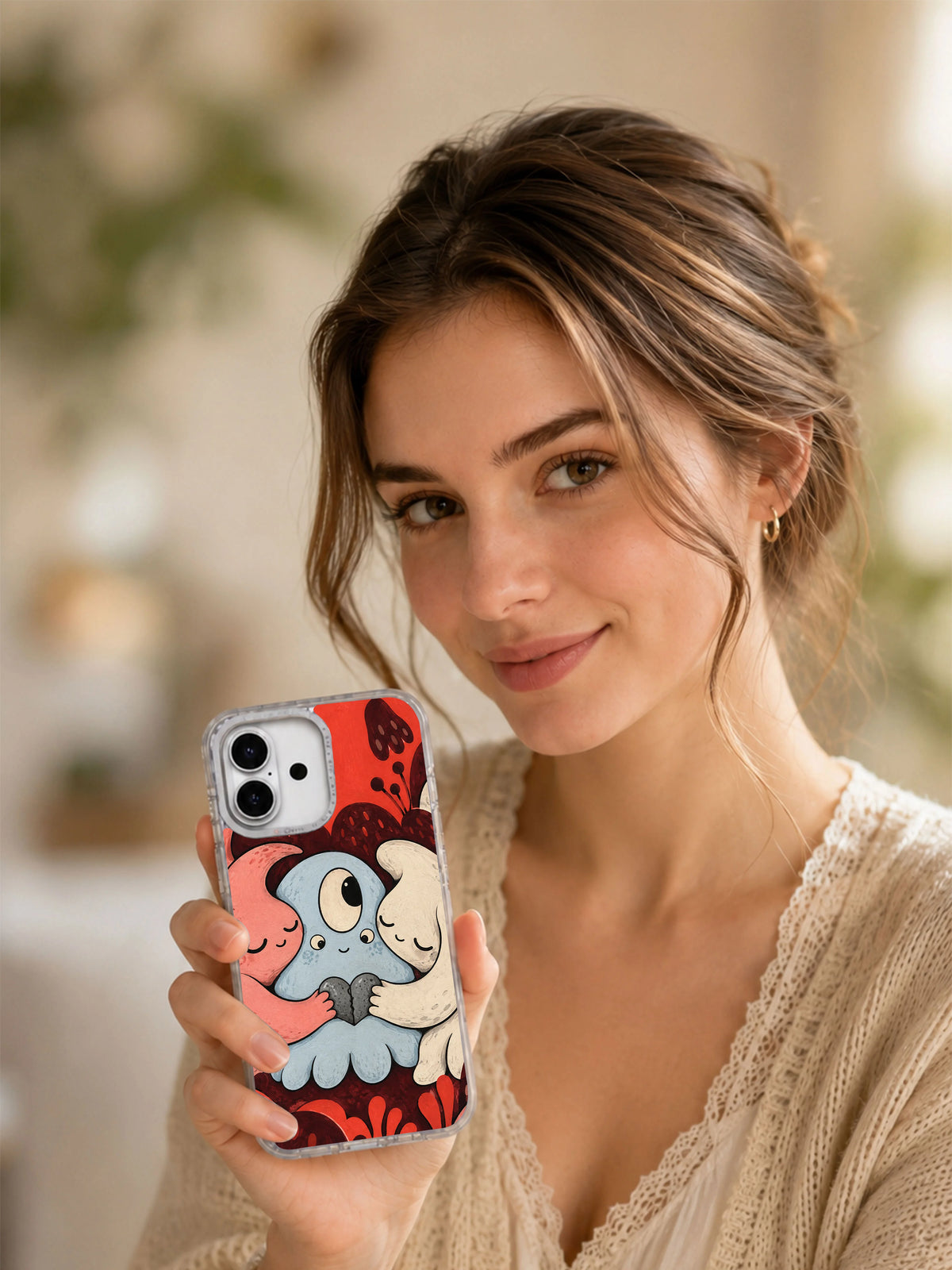 Lifestyle portrait with The Soft Landing Hug iPhone 17 case