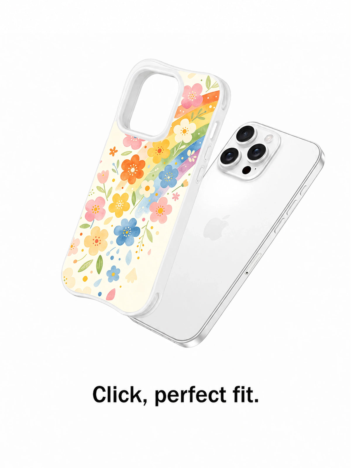 Soft rainbow flower iPhone 15 Pro case perfect fit