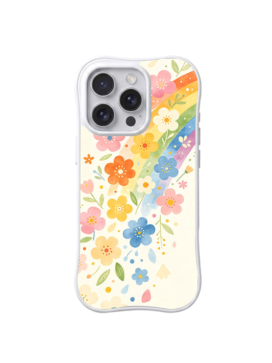 Soft Rainbow Flower Garden iPhone 15 Pro case front view