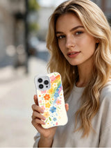 Soft Rainbow Flower Garden iPhone 15 Pro case lifestyle