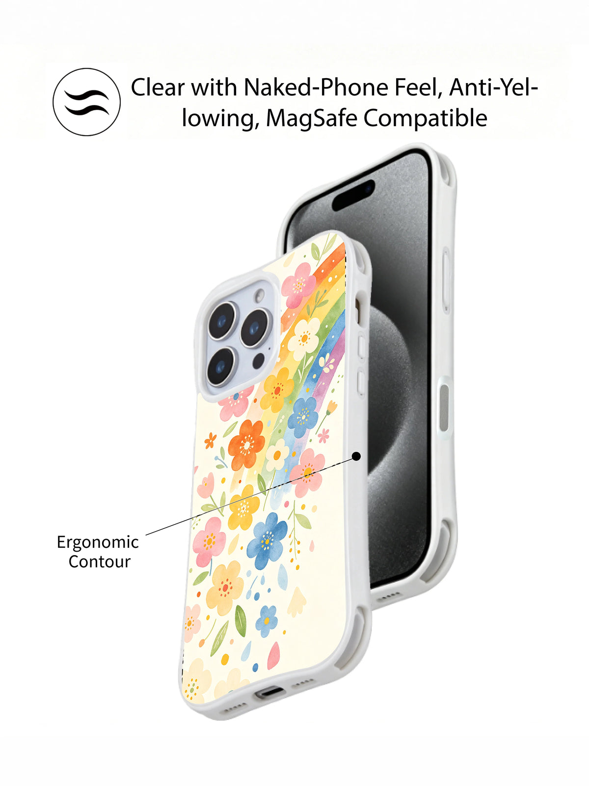 Soft Rainbow Flower Garden MagSafe iPhone 15 Pro case