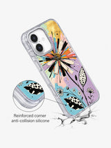 Pastel rebel floral iPhone 17 case angled view