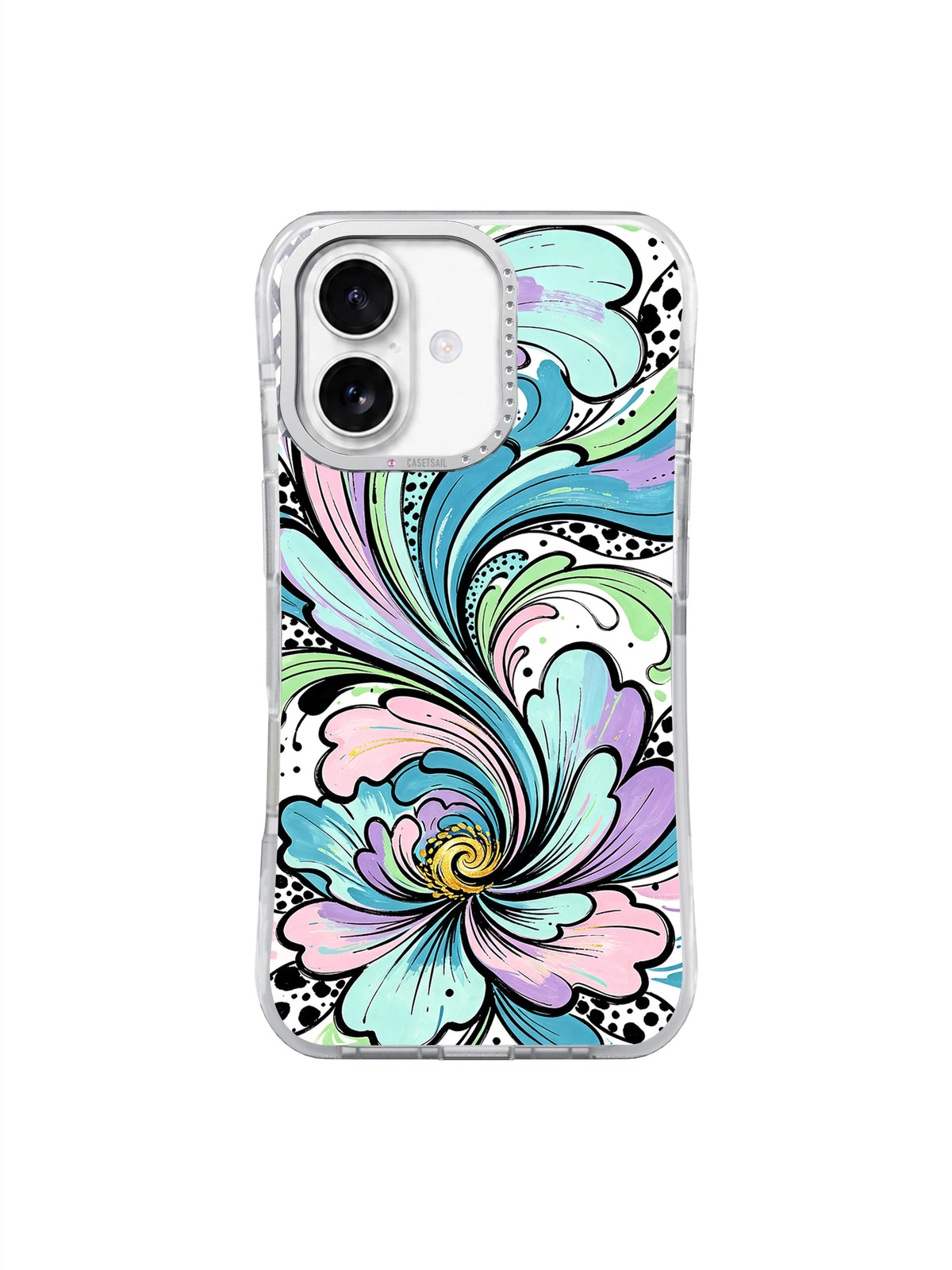 Mint Wave Bloom iPhone 17 case