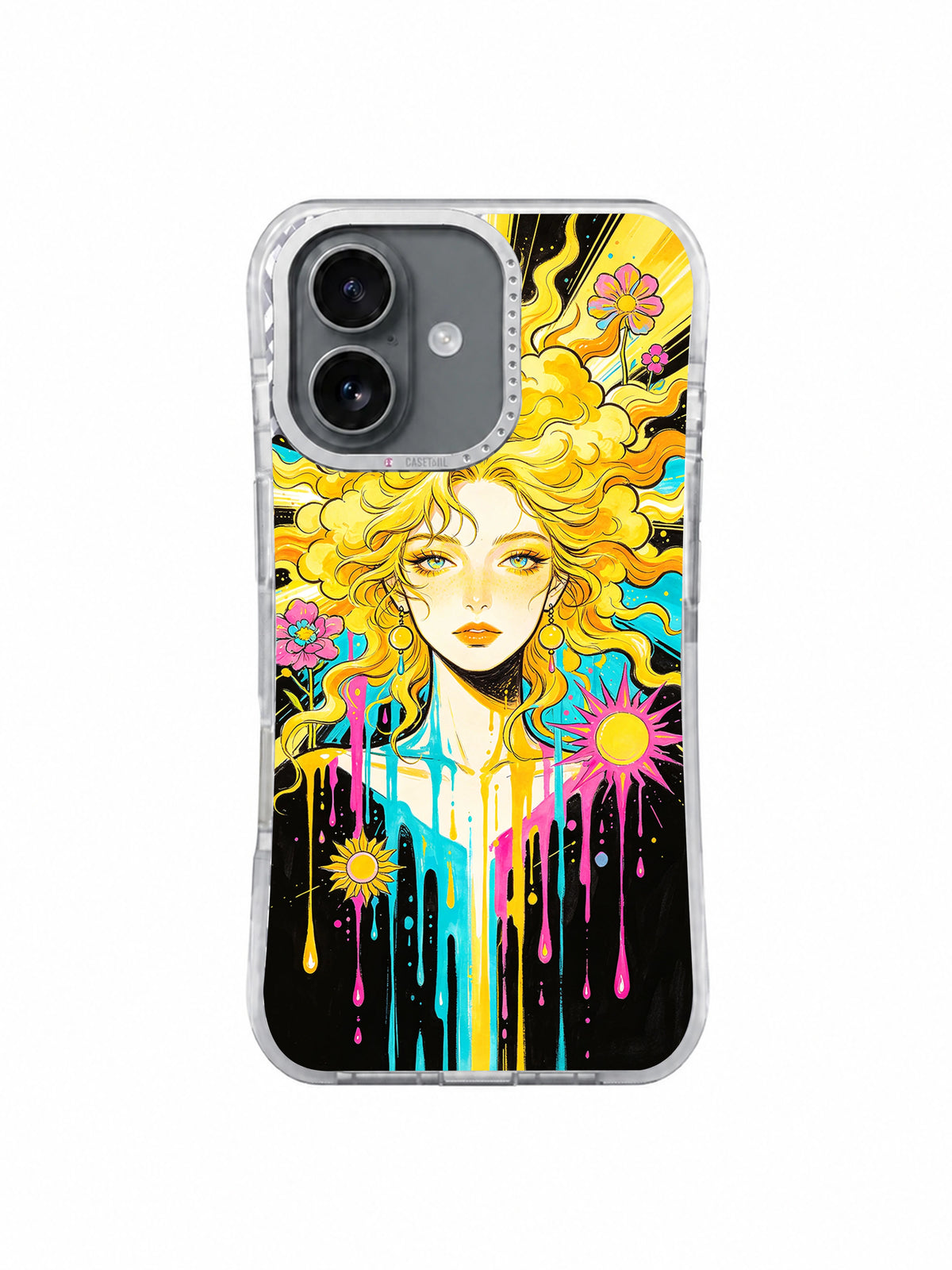 Solar Bloom radiant floral portrait iPhone 17 case front view