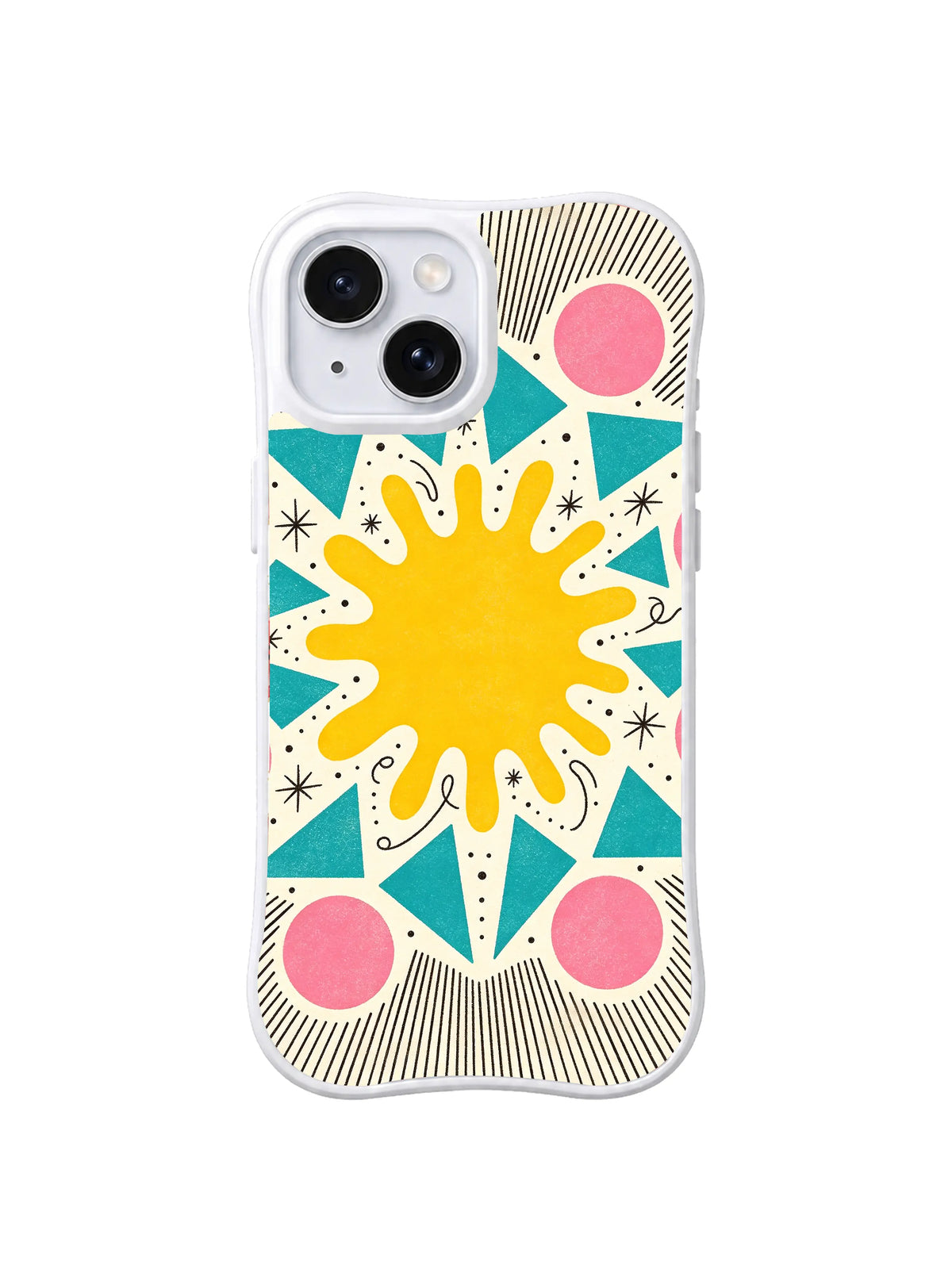 Solar Memphis Burst iPhone 15 case pattern