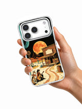 Song Beneath the Orange Moon iPhone case shown in hand