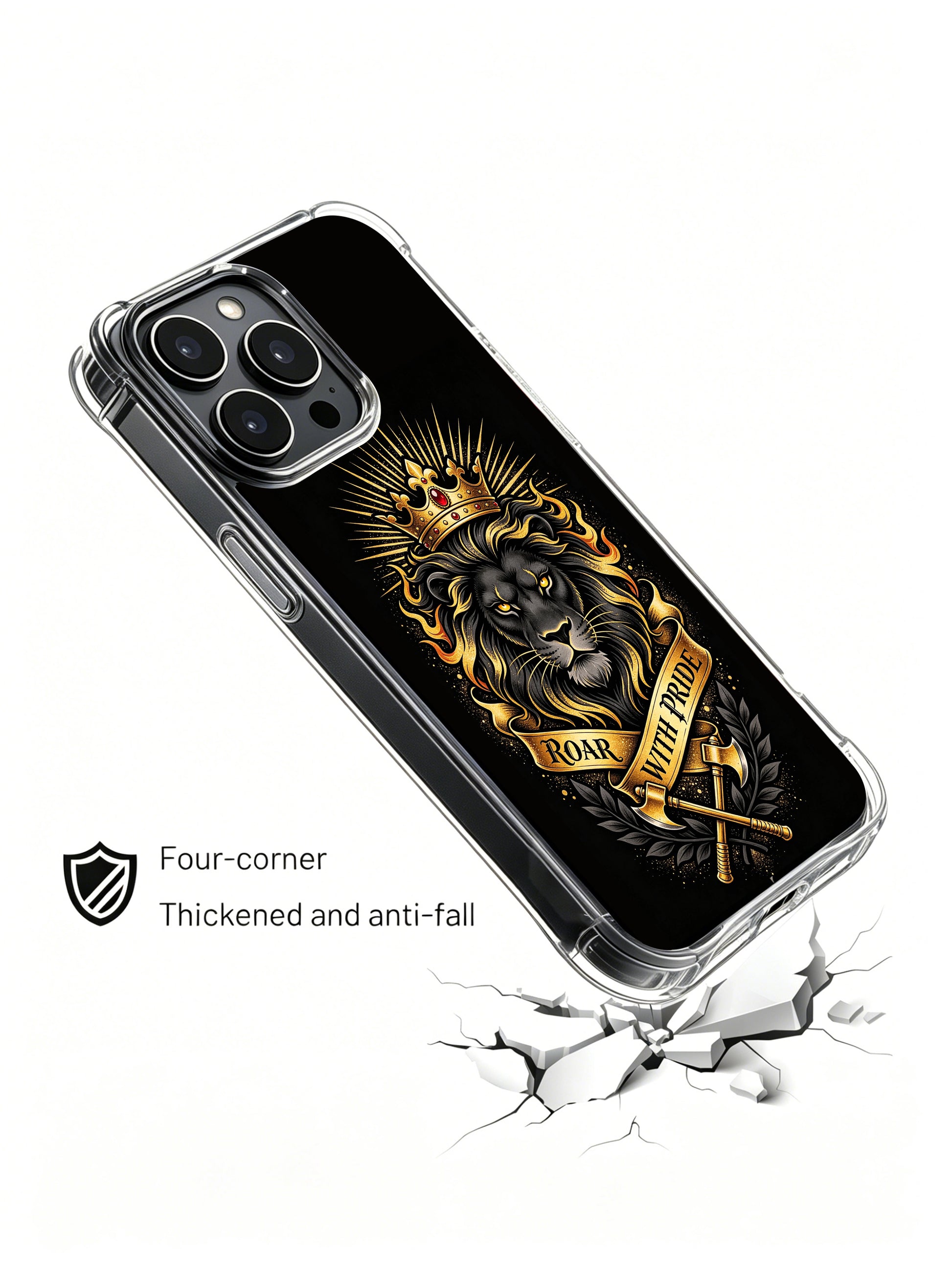 Soul glory totem PhoneCasing, artistic iPhone 14 Plus Case decorated with golden oath ribbon design, durable scratch resistant phone casing.