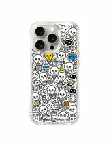 Bulb characters with bright color accents on an iPhone 15 Pro case