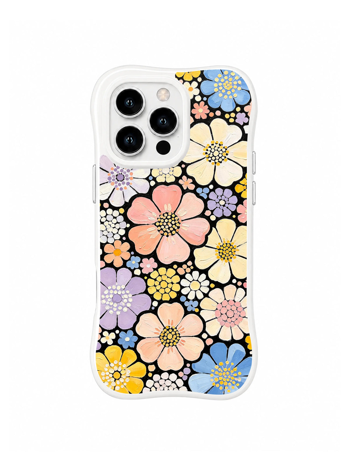 Spring Flower Confetti: Large peach, cream, yellow, blue and lavender flowers mix with many small blossoms.