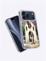 Angled view of The Stag in the Ruined Chapel iPhone case