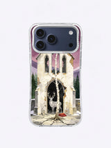 The Stag in the Ruined Chapel iPhone case, Birch Through the Broken Roof artwork