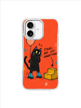 Coral balloon and roller-skating cat Stairs Are Just Suggestions iPhone 16 case