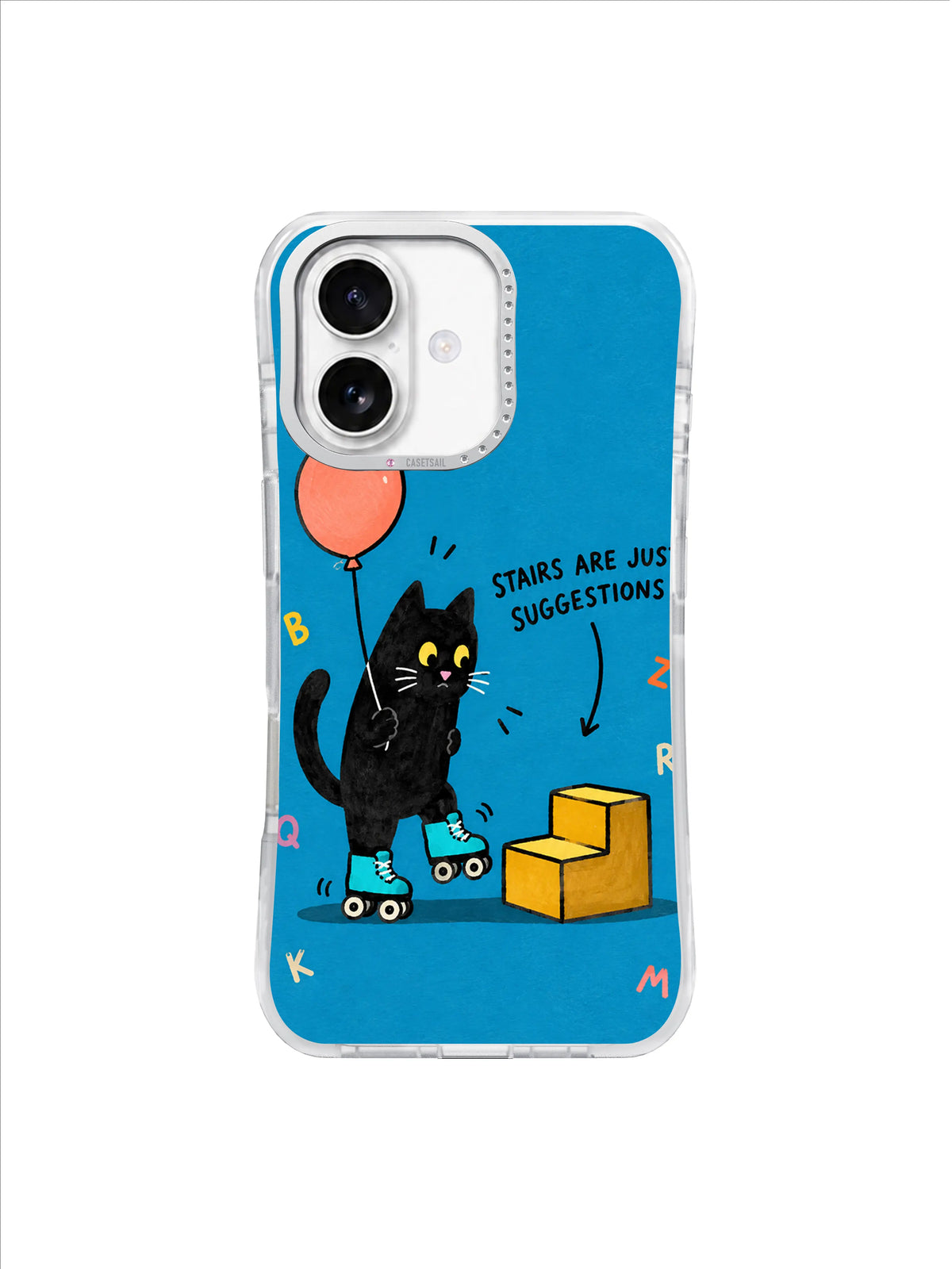 Turquoise Stairs Are Just Suggestions black cat iPhone 16 case