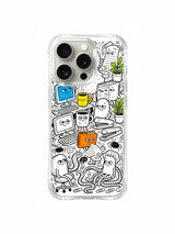 Mixed stapler, coffee mug and desktop PC monster cartoon cluster iPhone 15 pro Case, customizable detail phone casing, casual everyday-use phone cover supplied by PhoneCasing.