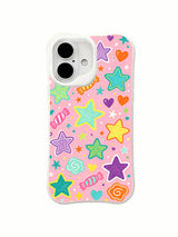 Sweet Star Confetti: Large mint, yellow and purple stars scatter with sweets and hearts.