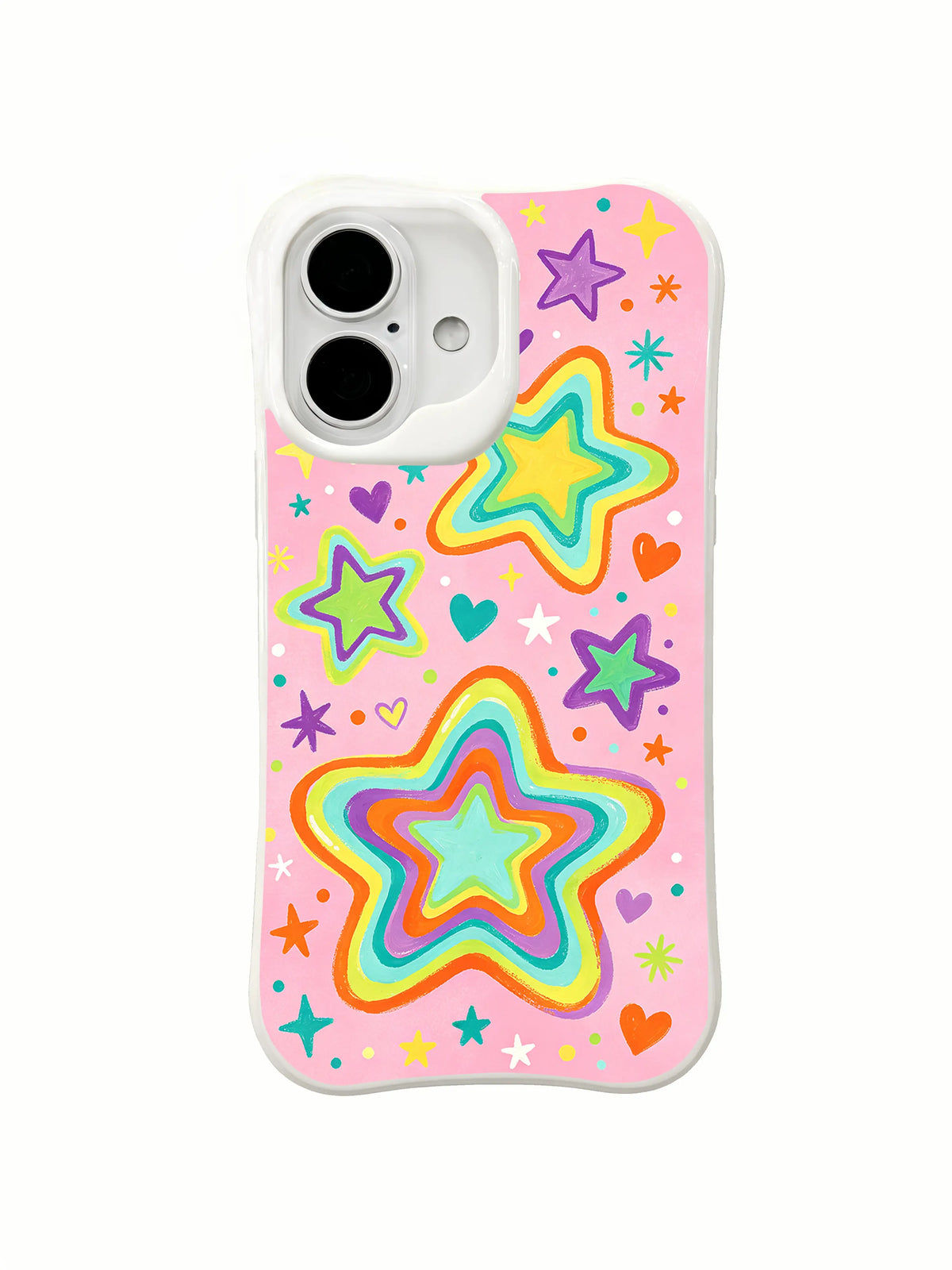 Rainbow Star Glow: A large layered rainbow star glows among smaller stars and hearts.