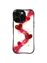 Crimson Leopard Heart Trail artwork for iPhone 16 Pro case