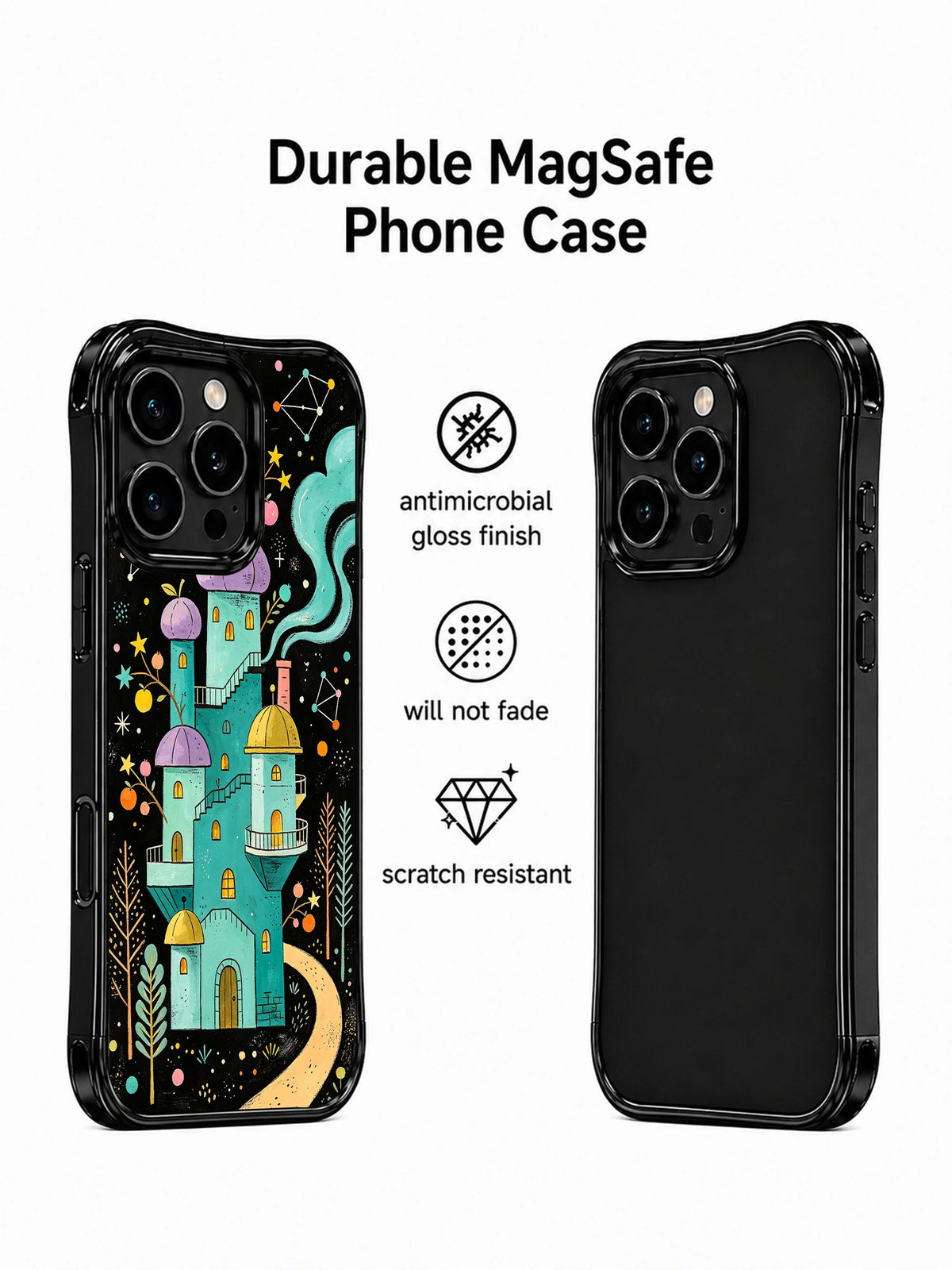 Star Orchard Observatory: Illustrated case and a second rear phone view in a promotional layout.