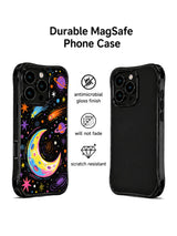 Colorful cosmic doodle iPhone 15 Pro case angle view