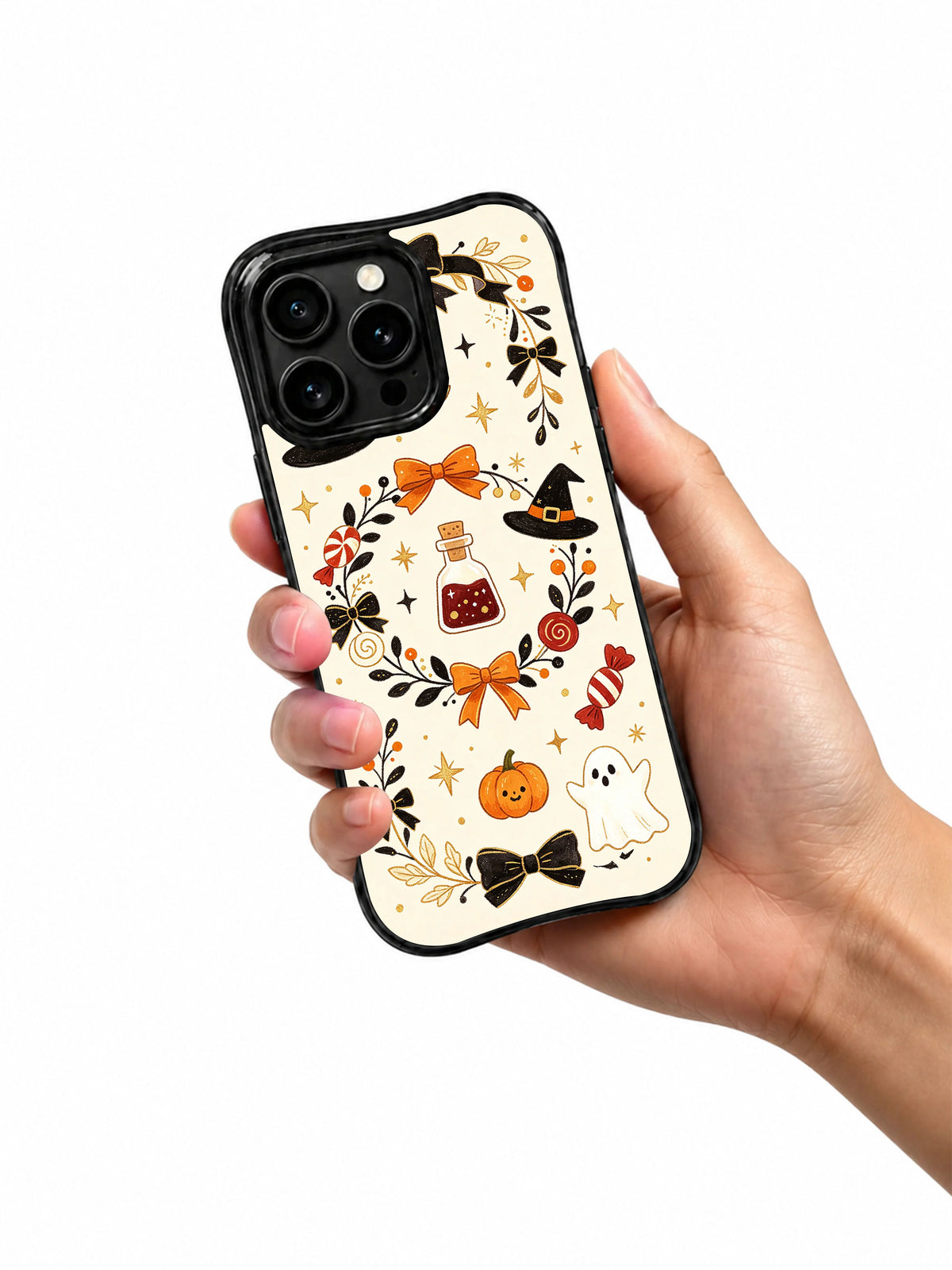 Star Witch Sweet Shelf iPhone 14 Pro case held in hand