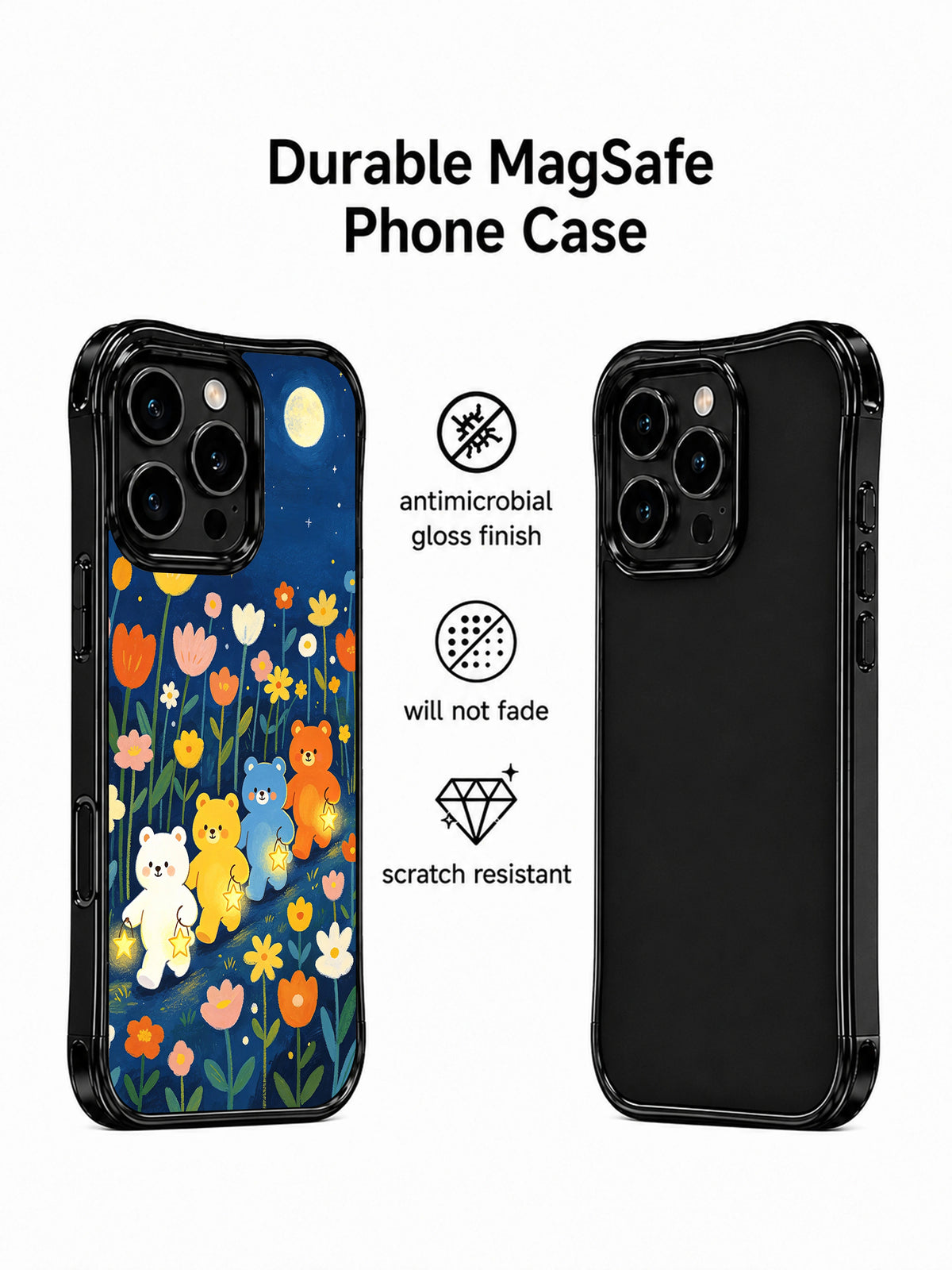 Celestial bear lantern artwork detail on iPhone 14 Pro Max case