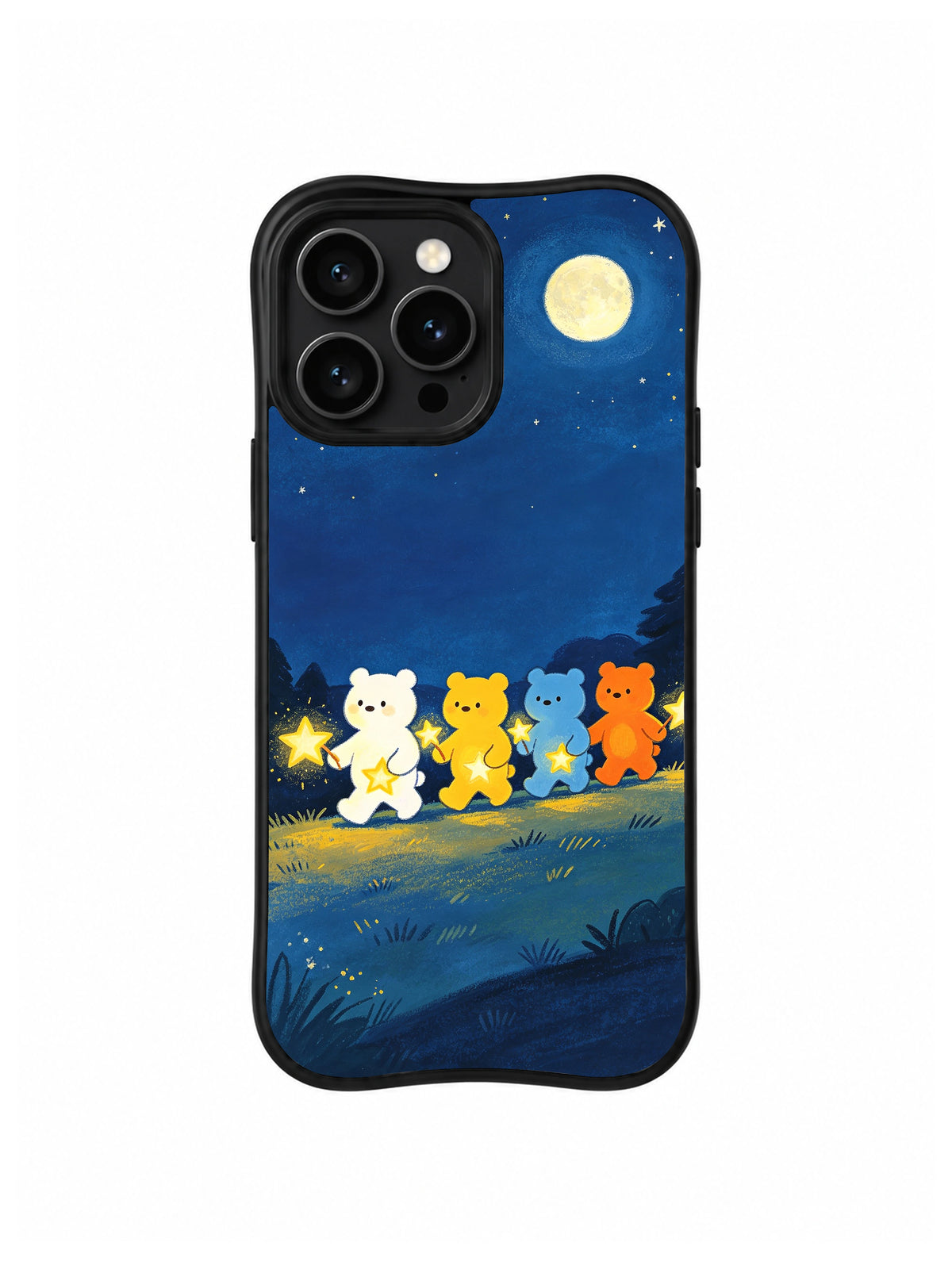 Moonlit Meadow Lanterns bear artwork for iPhone 14 Pro Max case