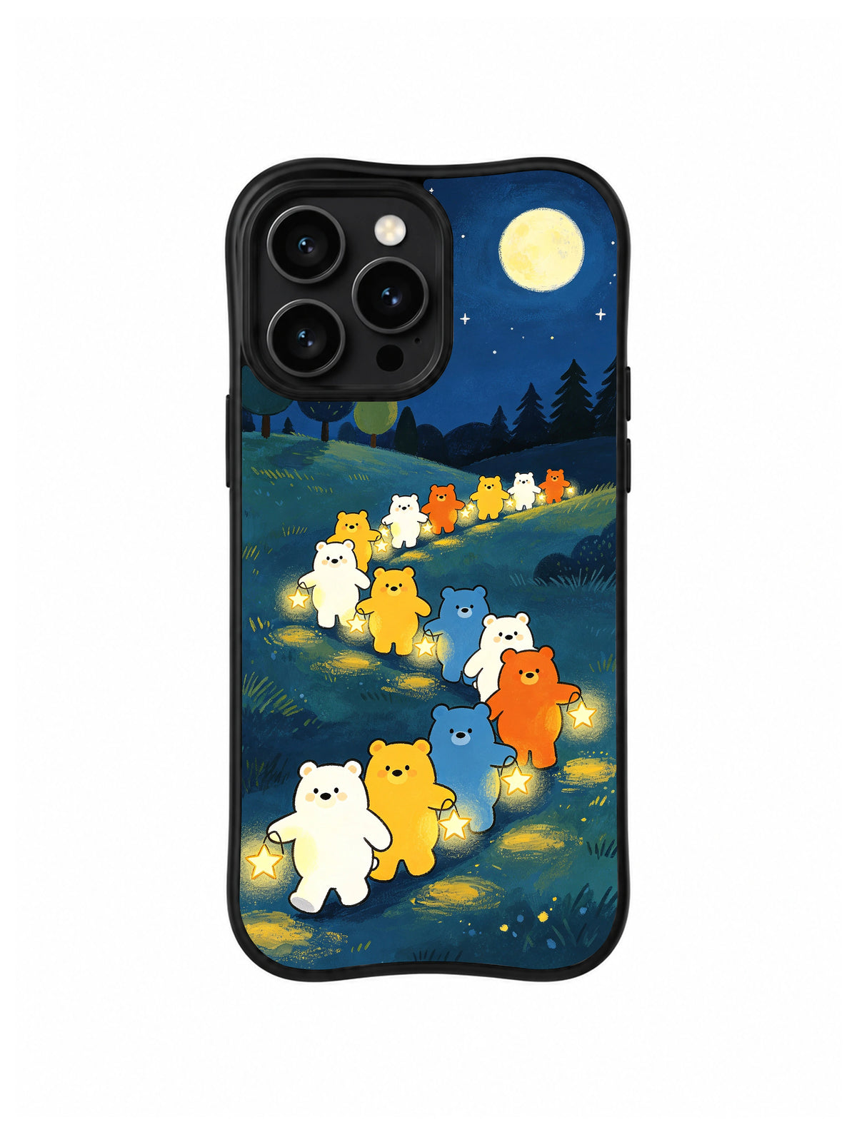 Winding Forest Light Parade bear artwork for iPhone 14 Pro Max case