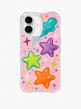 Jelly Star Sprinkles: Soft jelly-like teal, purple and orange stars float with tiny sparkles.