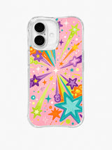 Candy Starburst Comets: Rainbow starburst rays and comet shapes spread among pastel stars.