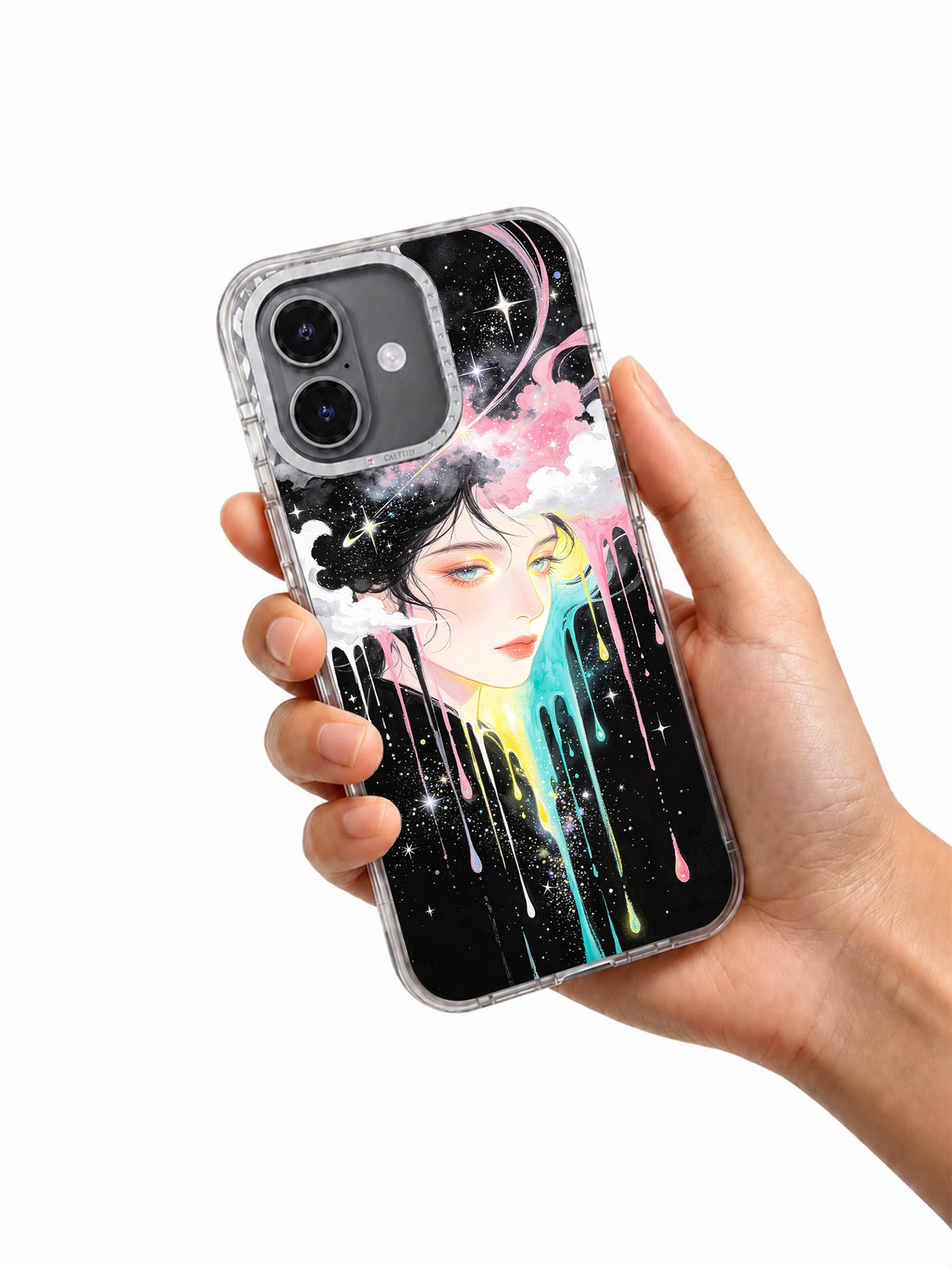 Starlight Mirage art iPhone 17 case in hand