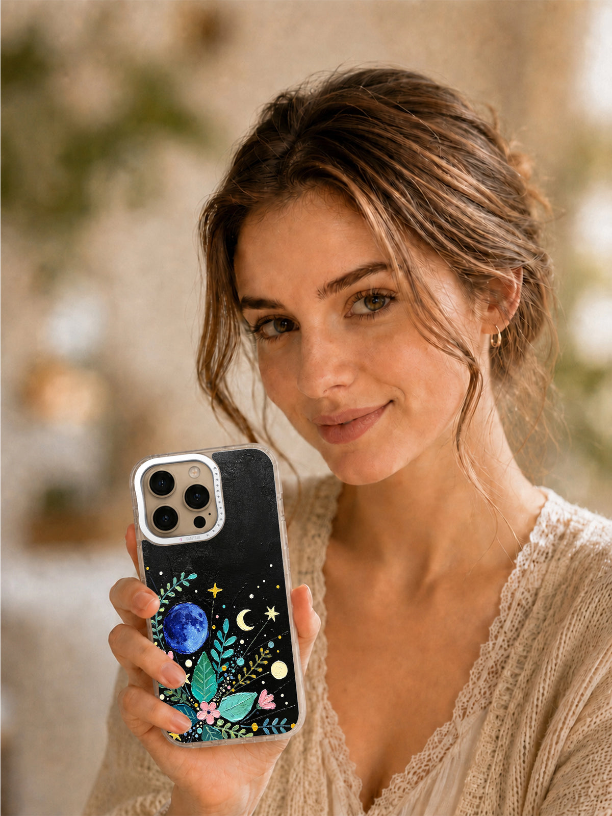Starlight Secret Garden iPhone 16 Pro case lifestyle view